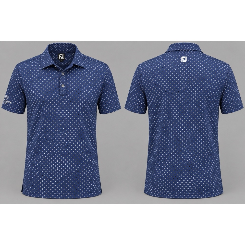 Footjoy shirt mens medium navy all over print short s/s  golf polo geometric